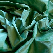 Iridescent Pigment Green Dupioni 100 Silk Fabric, 44" Wide, By The Yard S-168 