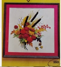 Vtg Rare Artcraft Concepts FALL BOUQUET Crewel Embroidery Kit #3503