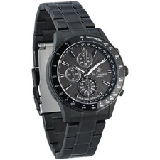 St. Leonhard Herren-Funk-Chronograph, Solarbetrieb, 5 ATM, Tagesanzeige, schwarz