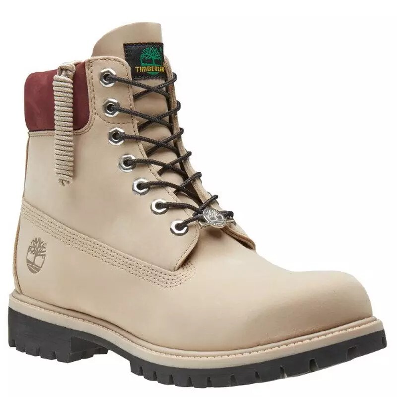  Timberland 6" Premium "Beige/Maroon" Men's Waterproof Boot