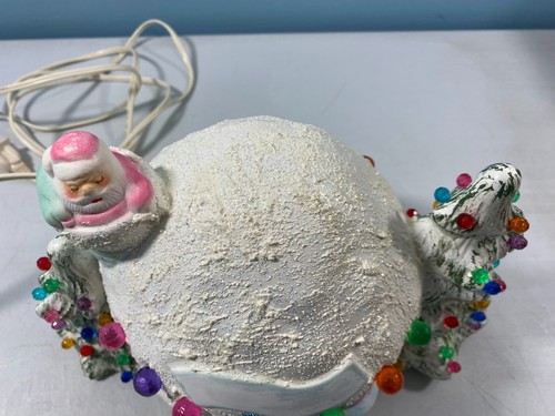 1980s Ceramic Christmas Igloo House with Snowmen Santa Trees Handmade Lights Up! - Picture 14 of 24