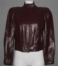 VTG Berman's Dark Cherry Michael Jackson Style Lined Leather Jacket Wm's 6 Nice
