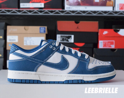 Nike Dunk Low Retro Industrial Blue Denim Sashiko DV0834-101 Men's