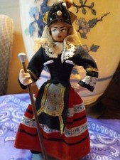 Vintage Lenci Type Felt Doll "Segovia" 7inch sequins LACE, embroidery