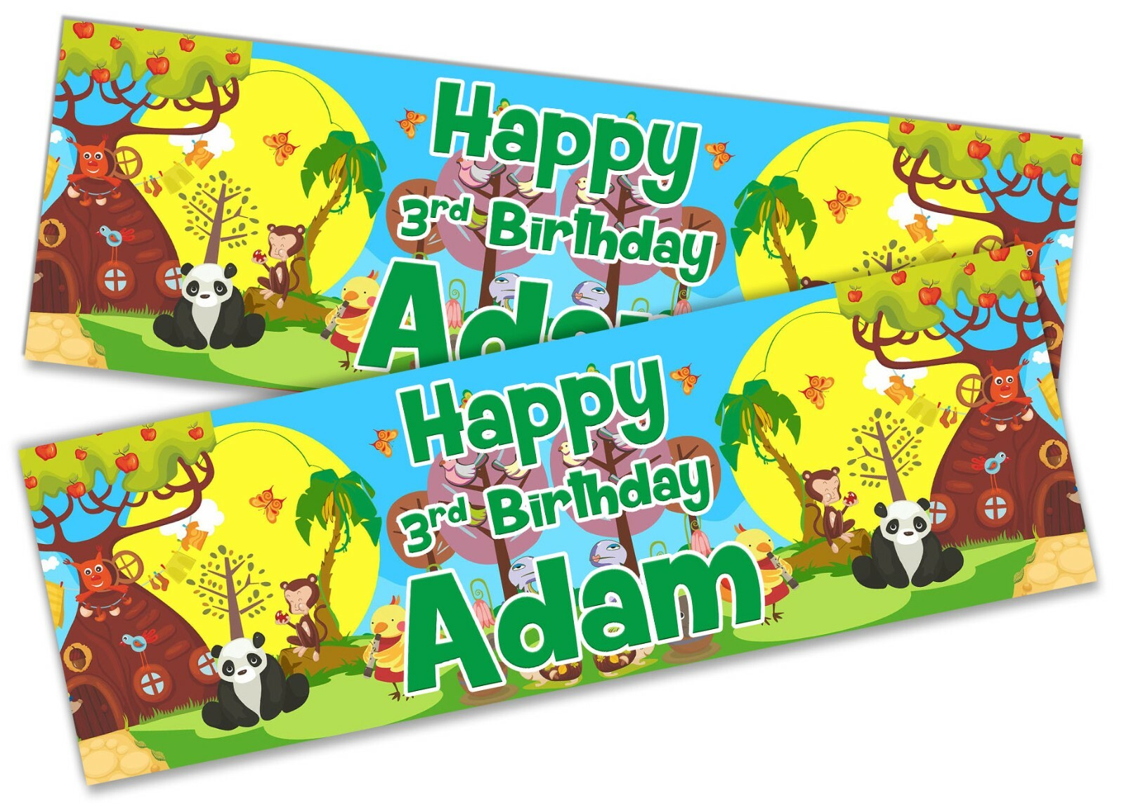 x2 Personalised Birthday Banner 最高 Animals Party Deco Kids