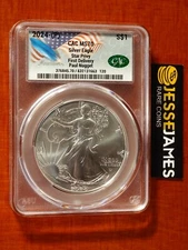 2024 (P) SILVER EAGLE CAC MS70 STAR PRIVY FIRST DELIVERY PAUL NUGGET HAND SIGNED