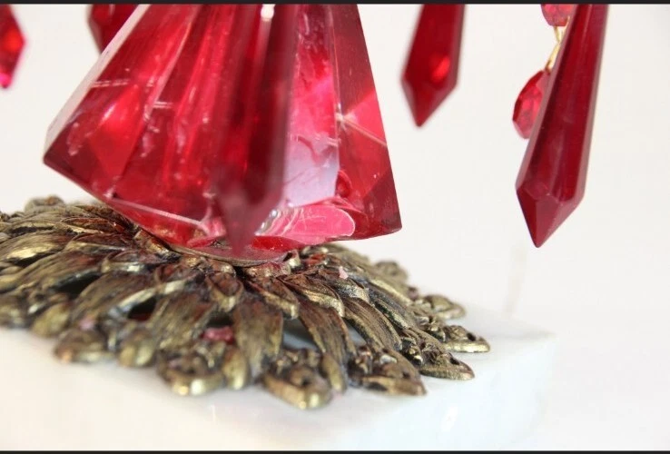 Juego de 2, Candelabro con Cristales, Metal, Cristales de Rubí, Halloween, Centro de Mesa Foto 3 de 4