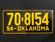 1953-54 General Mills Wheaties Tin Mini Bicycle License Plate - Oklahoma