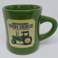 John Deere The New Iron Horse Tractor Ceramic Green Coffee Tea Mug Cup EUC