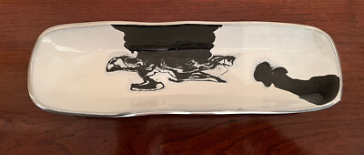 Nima Oberoi Lunares 11x3  Bianco Nero Dish Tray Enamel Stainless White Black A3