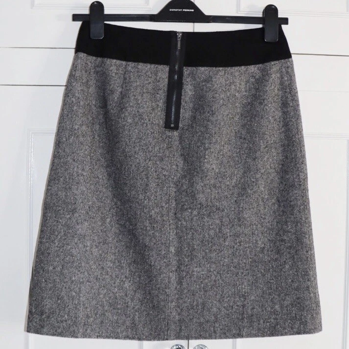 Falda Laura Ashley Talla UK 10 Mujer Gris Mezcla Lana Mezcla Algodón Imitación Botón En muy buena condición Foto 2 de 4