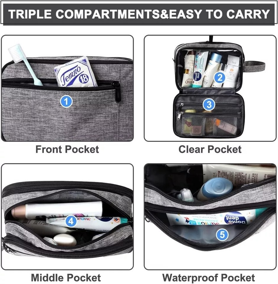 Leather Toiletry Bag for Men, Mens Travel Toiletries Bag Dopp Kit