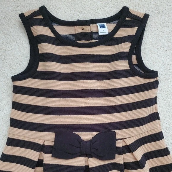 Vestido Janie and Jack para niñas Butterscotch Belle negro/bronceado a rayas lazo talla 3 Foto 2 de 4