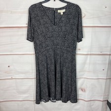 Michael Michael Kors Dress Womens L Gray Leopard Print A-Line Knit Short Sleeve