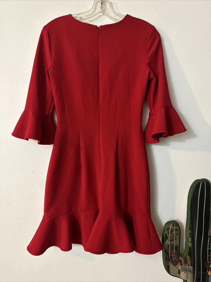 ЧЕРНЫЙ HALO BROOKLYN мини красный цвет платье Sz 2 - Изображение 3 из 4