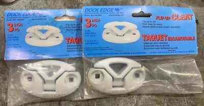 3  Dock Edge Flip Up Dock Cleat White 2603WF Marine Grade Aluminum - Cleats NEW