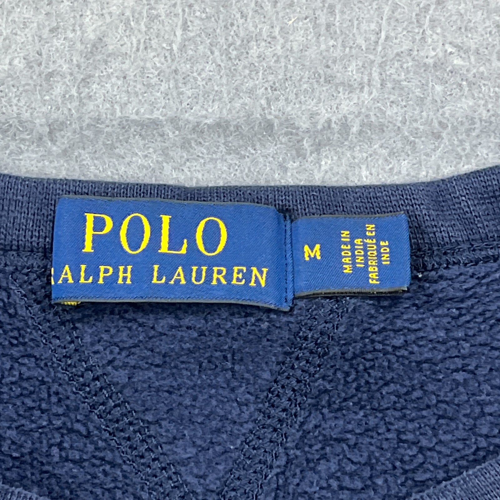 PONY Polo Ralph Lauren Felpa Uomo Media Blu Navy Terry Doppio Pullover Tacco a V