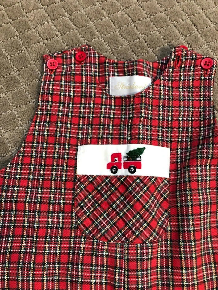 Romper de Natal xadrez vermelho infantil masculino Strasbung tamanho 2Y - Imagem 2 de 4