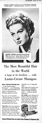 1952 Anzeige LUSTRE-CREME Haarshampoo Original RHONDA FLEMING Ephemera Printanzeige