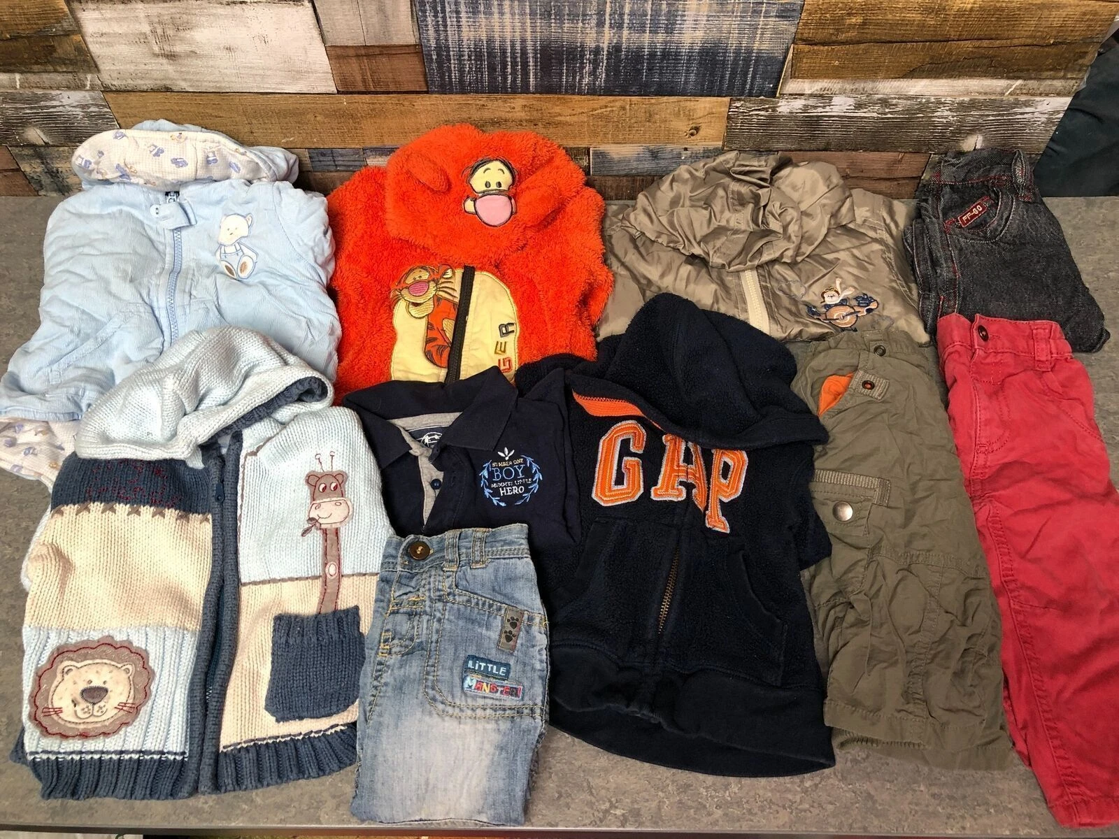 Bundle Of Boys Clothes Age 6-9M Hoodies Coats Jeans Trousers 10 Items