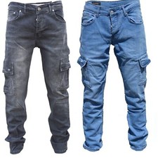 Herren Cargo Jeans Regular Slim Cargohose Destroyed  Schwarz Grau Blau 2025 Hose