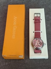 Anne Geddes Baby Roses Silver Tone Watch With Dial Cover  Pink Bands & Box