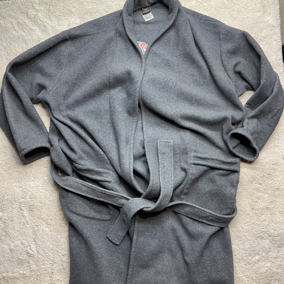 Y2K Harley Davidson Taz Bata de baño Warner Bros Gris Bata de baño Cierre de corbata Talla Pequeña Foto 3 de 4