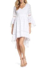 Eliza J Bell Sleeve High/Low Eyelet Dress ( Size 10)