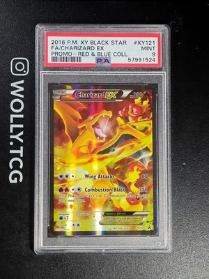 CHARIZARD EX PSA 9 XY121 Black Star Promo ROT BLAU SAMMLUNG Pokemon Karte HOLO