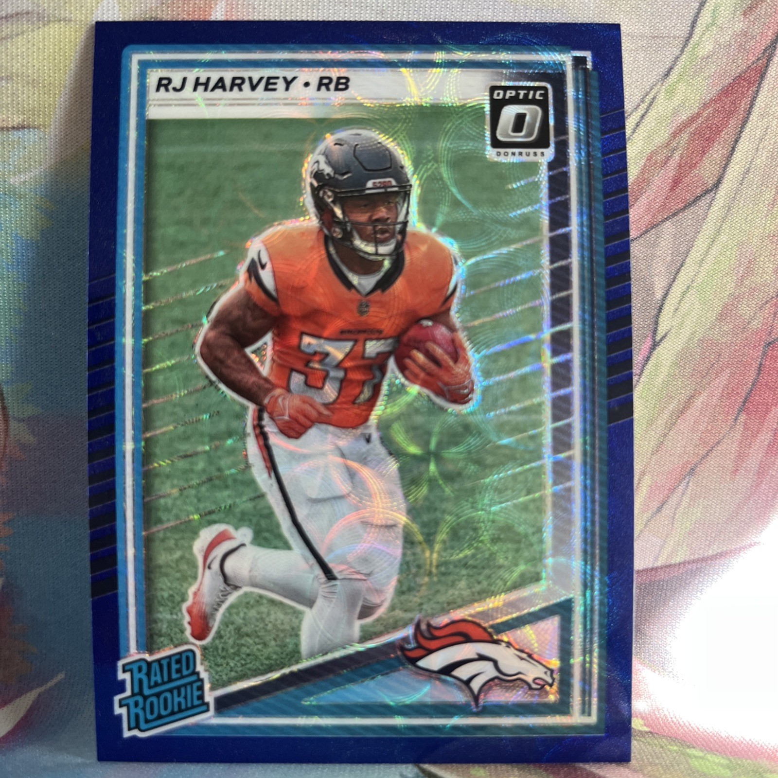 2025 Panini Donruss - Rated Rookie RJ Harvey #312 Optic Preview Blue Scope (RC)