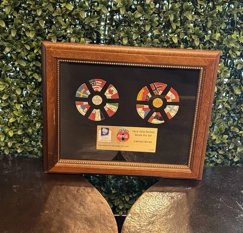 VINTAGE 1994 COCA COLA HOCKEY OLYMPICS SERIES FRAMED LIMITED EDITION PIN SET