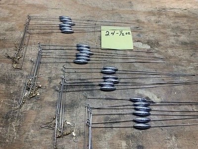 24 qty 1/2 oz Bottom Bouncers/ 4'' Arm / 13'' long/Brass Barrel Snap Swivel-Size 5