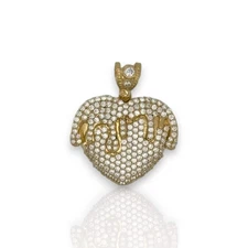 Heart "Melting" Cz Pendant - 14K Yellow Gold