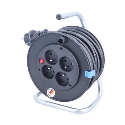 Kabeltrommel 15 m  H05VVF 3G1,5  4 Steckdosen IP20  Thermoschutzschalter  ver...
