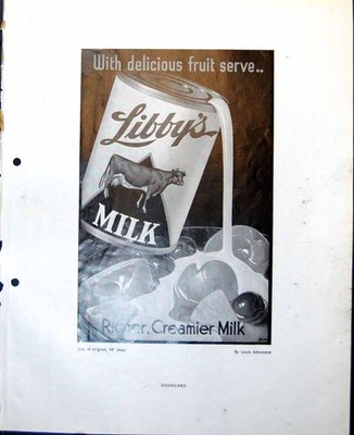 Antiker alter Druck Libby'S Milk Showcard Louis Johnstone Sugar And Spice 1948