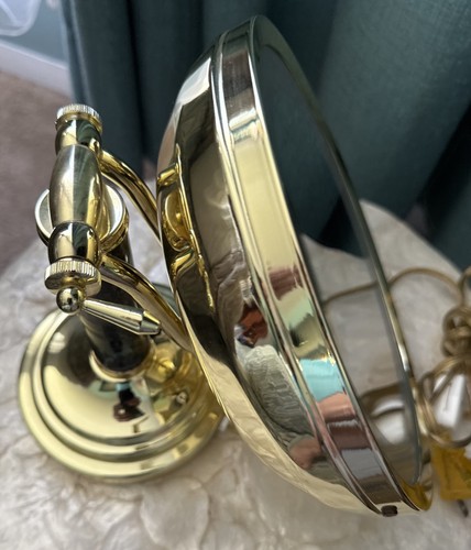 Vintage 90s Make Up Vanity Mirror Lighted Magnifying Brass Gold & Gr.Table Top - Picture 5 of 9