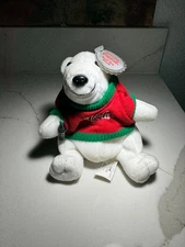 Coca-Cola Polar Bear Plush Bean Bag 1998 Sweater Coke Bottle Style #0116 7"