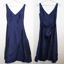 NWOT Ann Taylor Dark Blue Silk Sleeveless A Line Formal Dress with Sash - 2