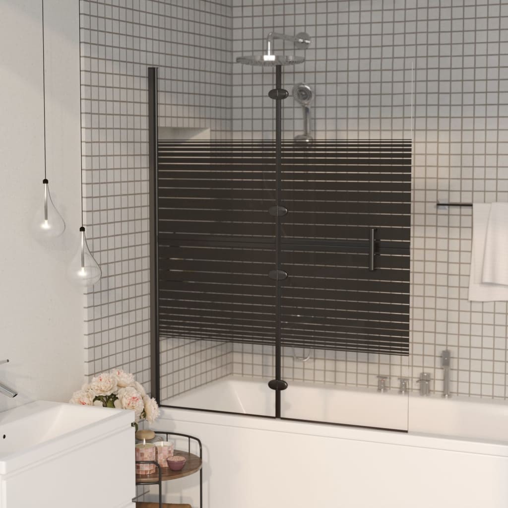 Pannello Doccia Pieghevole ESG 100x140 cm Nero | Parete Vasca Moderna