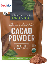 Organic Cacao Powder, Unsweetened, 8 Oz 227 G   Rich Dark Chocolate Flavor, Pe