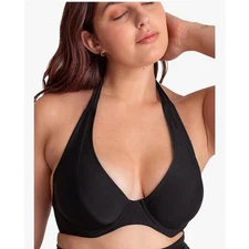 Brand New Shapermint Essentials Women's 2XL XXL Black Halter Bikini Top Full