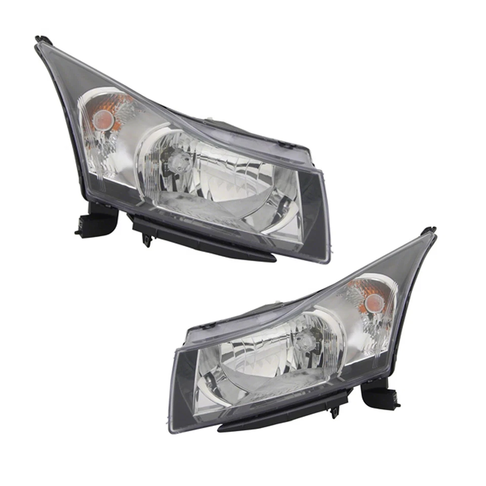 For 2011 2012 Chevrolet Cruze Halogen Headlight W/Bulb Chrome Pair Left+Right Foto 3 de 4