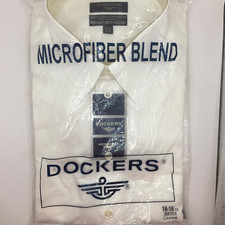 Dockers NEW White Microfiber Blend Long Sleeve Shirt Size: Large 16-16 1/2