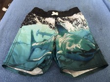 Old Navy Boys Shark Graphic Print Swim Trunks Elastic Waist Blue XS 5 