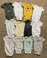 Baby Clothing Lot Of 12 Onesies Bodysuits Size NB Newborn Gerber Love Snuggle