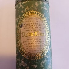  Djer - Kiss Talcum by Kerkoff - New York - Green Pattern Tin Container