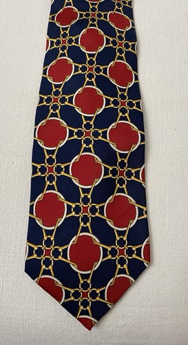 Cravatta Vintage Paolo Gucci Rosso Oro Link Equitazione Horsebit Italia - Foto 5 di 9