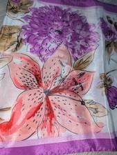 Vtg Oscar De La Renta Feminine 100 Silk Scarf Pinks Mauve Delicate 1960s Japan