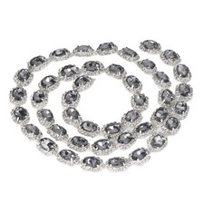 Crystal Rhinestone Chain 1 Yard 1.5cm Wide Transparent Grey Shiny Fashion