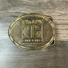 Vintage 1970s **FUNK'S G HYBRID SEEDSMAN TO THE WORLD**  Brass Belt Buckle 3”